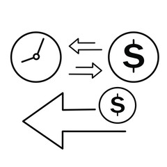 Set of simple icons with dollar money time and arrows