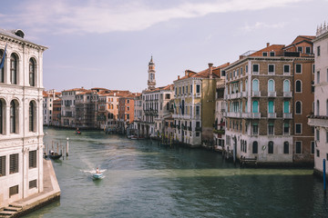 Panoramic view of Grand Canal (Canal Grande) from Rialto Bridge
