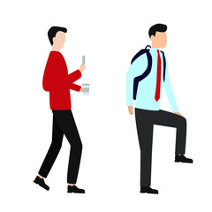 Set of flat cartoon character isolated with man with briefcase and man with phone