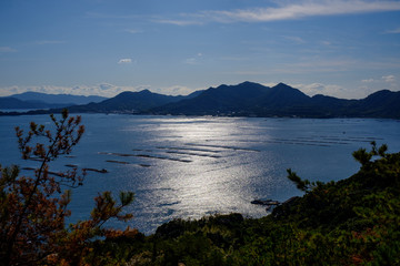 Fototapeta na wymiar View of the Seto inland sea from Ninoshima, Hiroshima prefecture, Japan