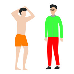 Set of flat cartoon character isolated with two people