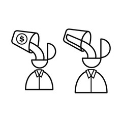 Set of vector icons with two people with water takan and dollar sign