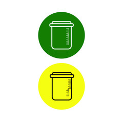 Set of simple icons with analysis jar with round colored frame