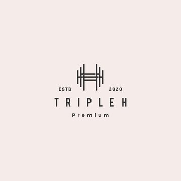 triple h monogram hhh letter hipster retro vintage lettermark logo for branding or t shirt design