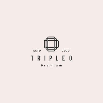 triple o monogram ooo letter hipster retro vintage lettermark logo for branding or t shirt design