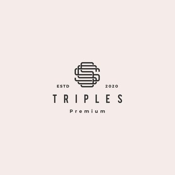 triple s monogram sss letter hipster retro vintage lettermark logo for branding or t shirt design