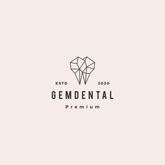Fototapeta premium gems dental logo hipster retro vintage for dentist and dentistry