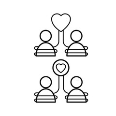 Set of vector icons with two people and a heart