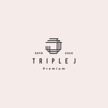 triple j monogram jjj letter hipster retro vintage lettermark logo for branding or t shirt design