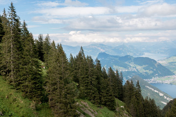 Fototapeta na wymiar Panorama view of Lucerne lake and mountains scene in Pilatus of Lucerne