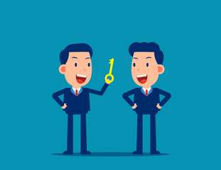 Leaders talking guidance for employee. Instruction concept. Cute business cartoon vector design.