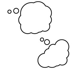 Set of simple icons with speech bubble, dialog box, thoughts on a white background in video cloud.
