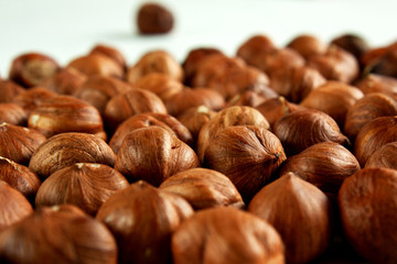 nuts on wooden background