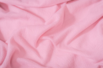 Pink Scarf fabric texture. Winter concept. Flat lay, top view, copy space
