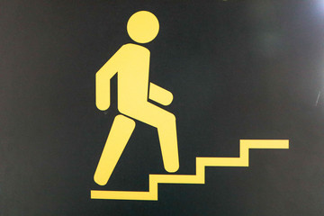 Sign or symbol ilustration people climbing up the stairs