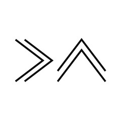 A set of simple icons with an arrow to the right and up arrow