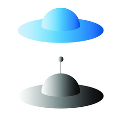Set of vector icons with UFO flying saucer