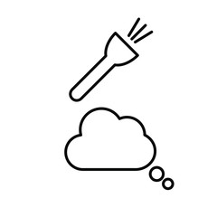 Set of vector icons with flashlight and speech bubble.