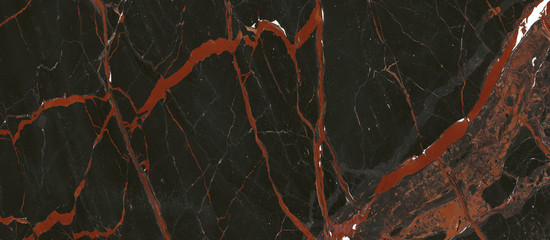 Spider marble texture background, Black marble with red colored curly veins, Glossy marble for...