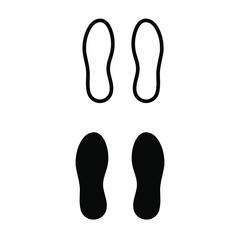 Fototapeta premium Set of simple icons with a footprint from the sole black and white