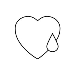 Set of simple icons with heart with drop on white background