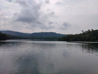 landscape with lake and clouds