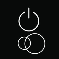 Set of vector icons with power button and two rings