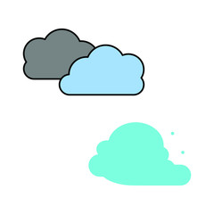 Set of simple icons with colored clouds