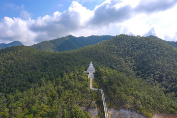 Aerial view Wat Phra That Mae Yen in Pai city at Mae Hon Son, Thailand.