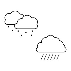  Set of simple icons with cloud with snow and cloud with rain