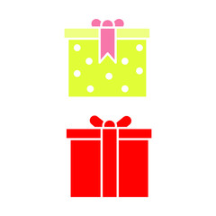 Set of simple icons with gift boxes on white background