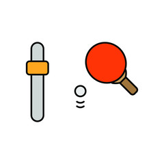 A set of simple icons with a pipette and a racket for table tennis.