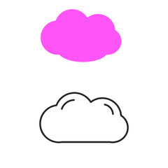 Set of vector icons with pink cloud and cloud