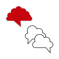 Set of vector icons with red dialog box and white dialog boxes.