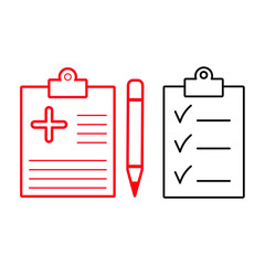  Set of vector icons with medical clipboard