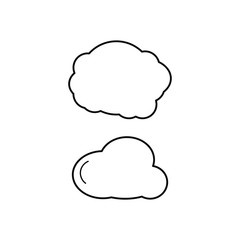Set of vector icons with clouds on white background.