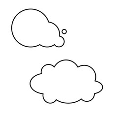 Set of simple icons with clouds on white background