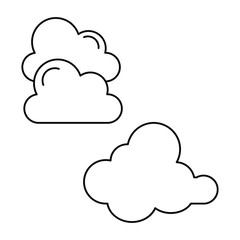 Set of simple icons with clouds on white background .