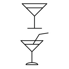 A set of simple icons with a glass of cocktail.