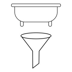 Set of simple icons with bathroom and food funnel.