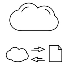 Set of simple icons with cloud and file transfer.