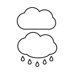 Set of simple icons with cloud and cloud with rain