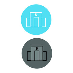 Set of simple icons with Bank and dollar sign