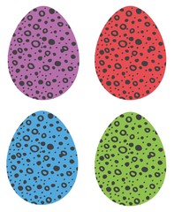 Fototapeta na wymiar Set spotted Easter egg of various colors. Isolated on a white background. Marker hand draw illustration. Decoration template