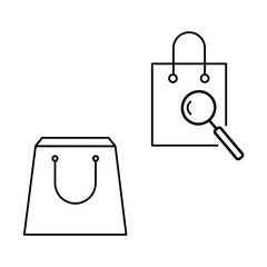 A set of simple icons with shopping bags and a magnifying glass