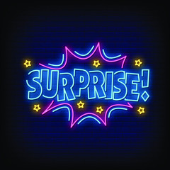 Surprise Neon Signs Style Text Vector