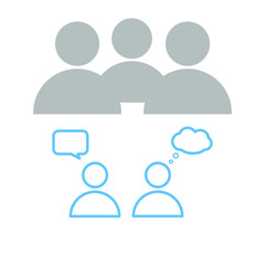 Set of simple icons with command and user with dialog box.