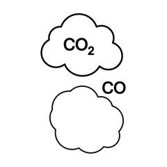 Set of simple icons with CO2 cloud