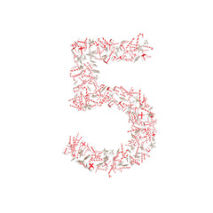 Christmas ABC. Items on white background forming number 5
