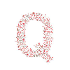 Christmas ABC. Items on white background forming letter Q